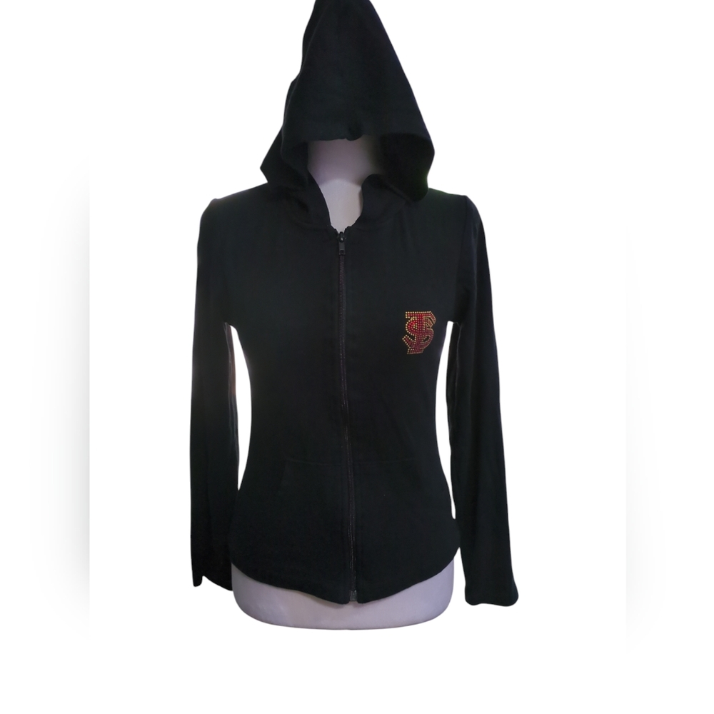 Collegiate fashionista by Diane Dallago Black Hooded Women's Top size M